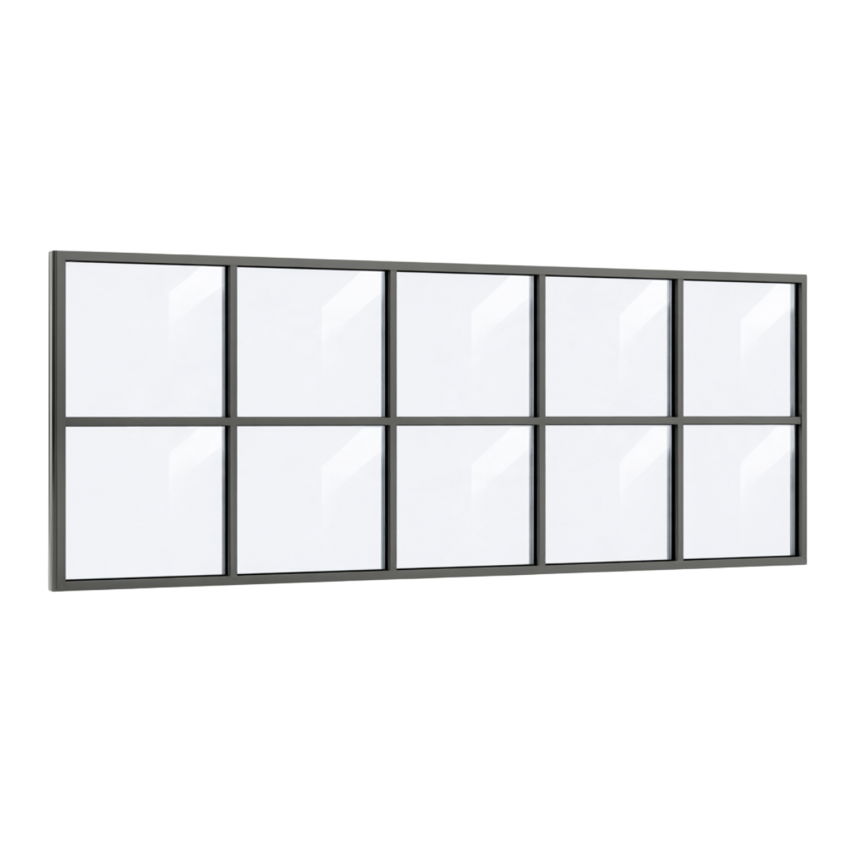 Festelement (Seitenwand) 10-teilig, 4 vertikale + 1 horizontale Sprosse in Anthrazit (RAL 7016), mit 8 mm Klarglas
