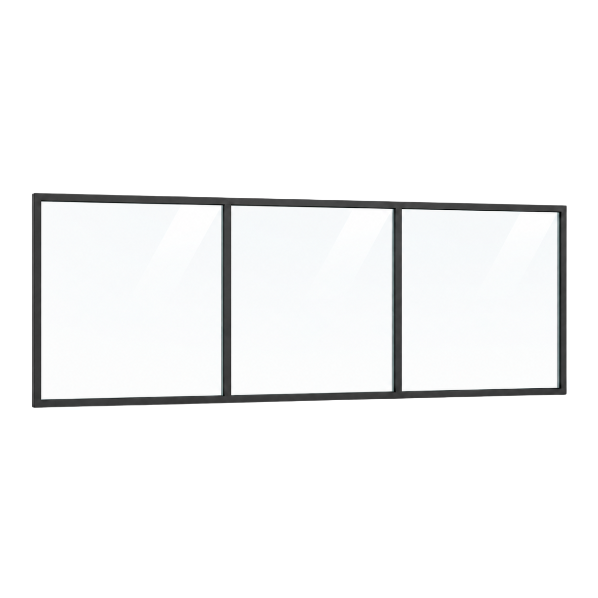 Festelement (Seitenwand) 3-teilig, 2 vertikale Sprossen in Anthrazit (RAL 7016), mit 8 mm Klarglas