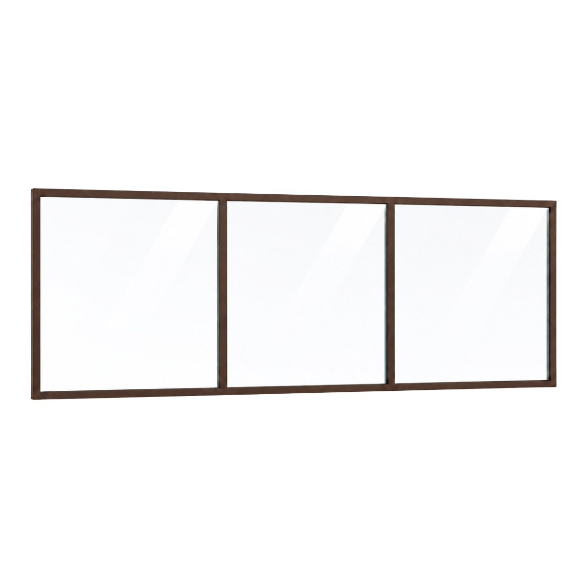 Festelement (Seitenwand) 3-teilig, 2 vertikale Sprossen in Sepiabraun (RAL 8014), mit 8 mm Klarglas