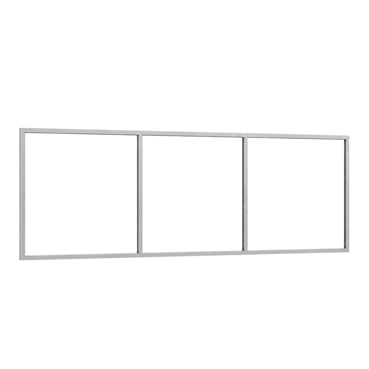 Festelement (Seitenwand) 3-teilig, 2 vertikale Sprossen in Weißaluminium (RAL 9006), ohne Glas