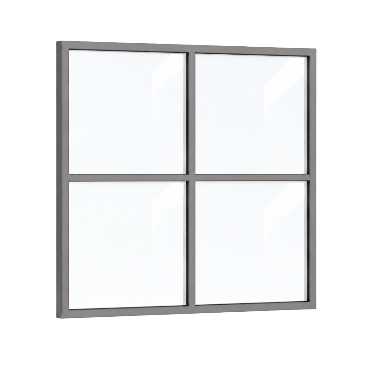 Festelement (Seitenwand) 4-teilig, 1 vertikale + 1 horizontale Sprosse in Graualuminium (RAL 9007), mit 8 mm Klarglas