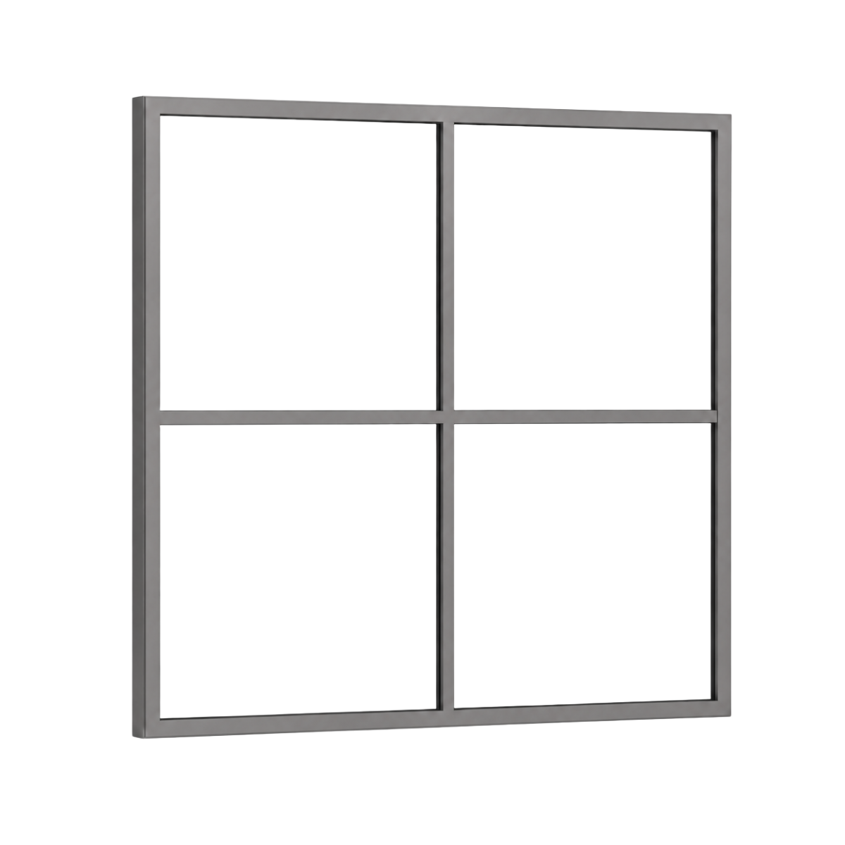 Festelement (Seitenwand) 4-teilig, 1 vertikale + 1 horizontale Sprosse in Graualuminium (RAL 9007), ohne Glas