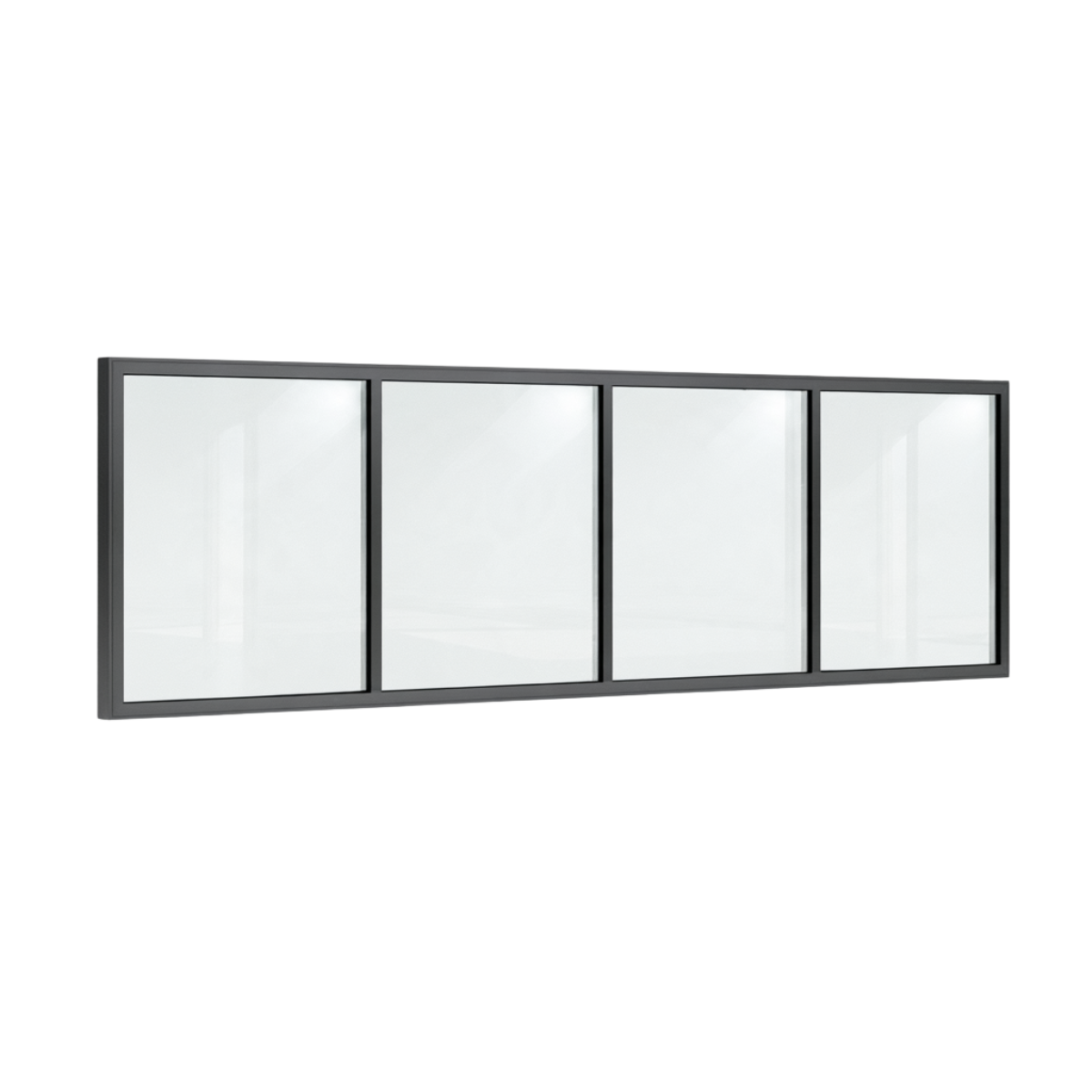 Festelement (Seitenwand) 4-teilig, 3 vertikale Sprossen in Graualuminium (RAL 9007), mit 8 mm Klarglas