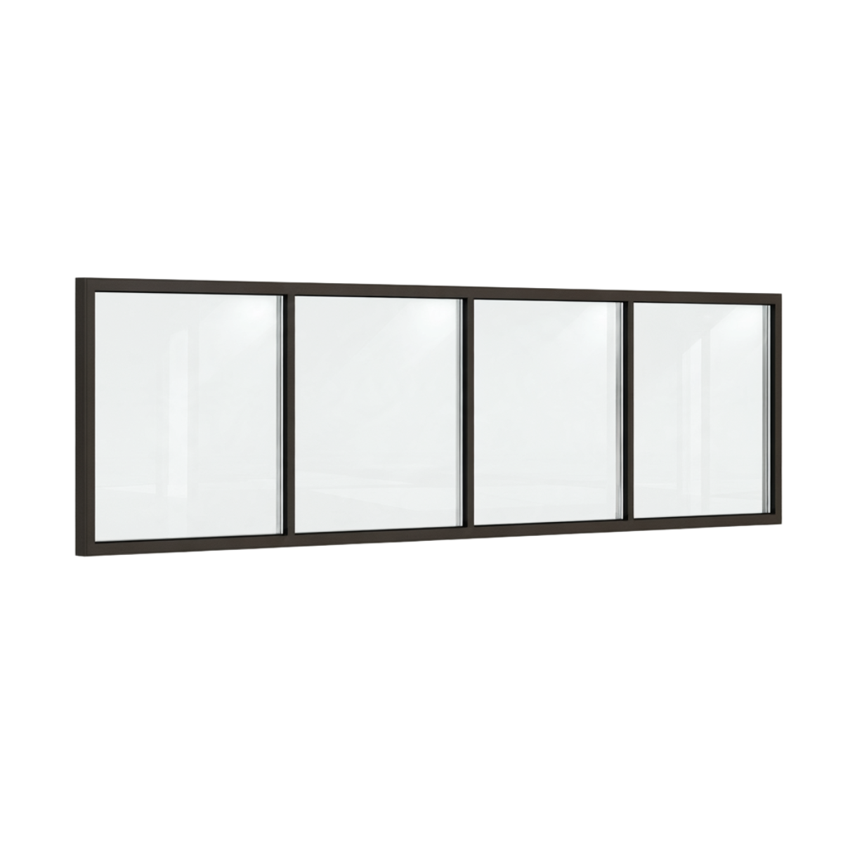 Festelement (Seitenwand) 4-teilig, 3 vertikale Sprossen in Sepiabraun (RAL 8014), mit 8 mm Klarglas