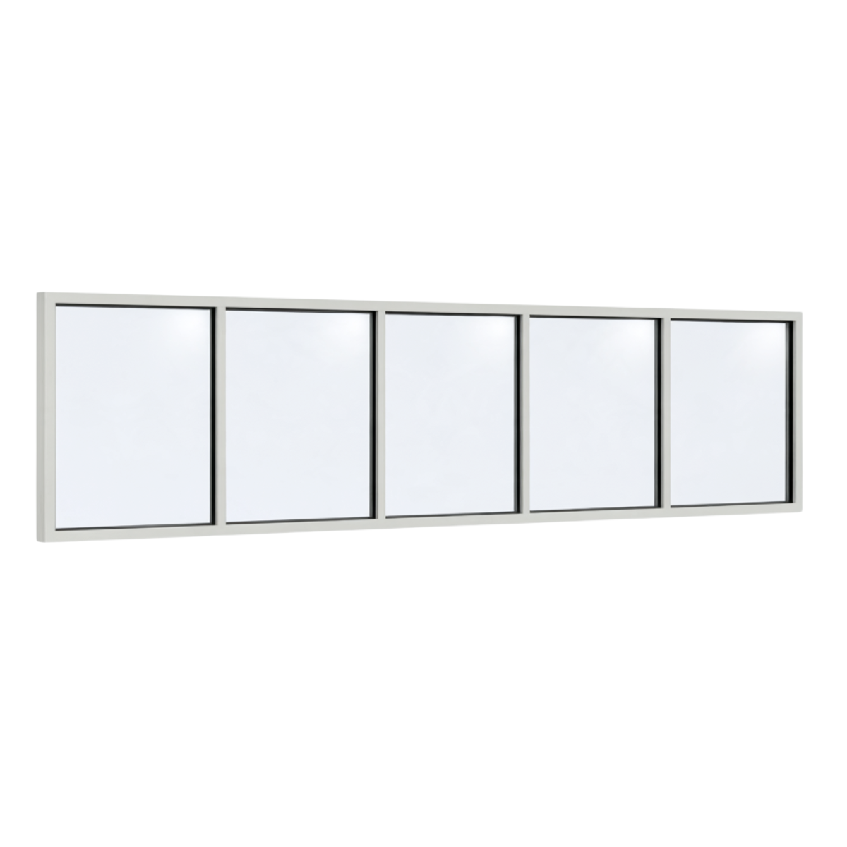 Festelement (Seitenwand) 5-teilig, 4 vertikale Sprossen in Weiß (RAL 9010), mit 8 mm Klarglas