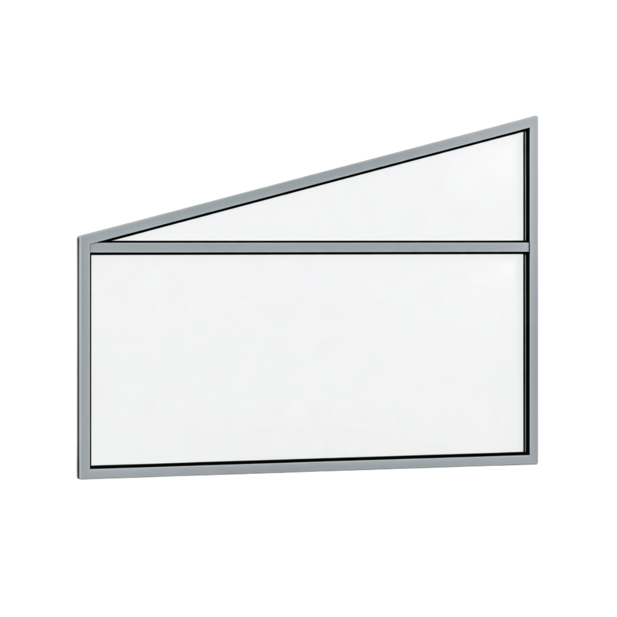 Seitenkeil (Keil-Festelement) 2-teilig, 1 horizontale Sprosse in Graualuminium (RAL 9007), mit 8 mm Klarglas