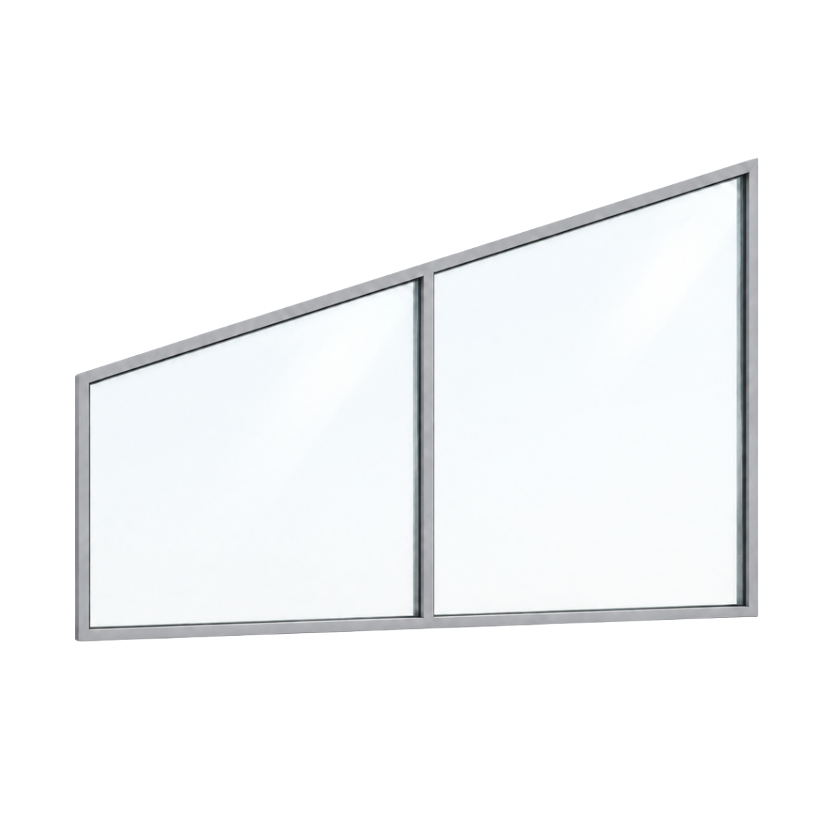 Seitenkeil (Keil-Festelement) 2-teilig, 1 vertikale Sprosse in Weißaluminium (RAL 9006), mit 8 mm Klarglas