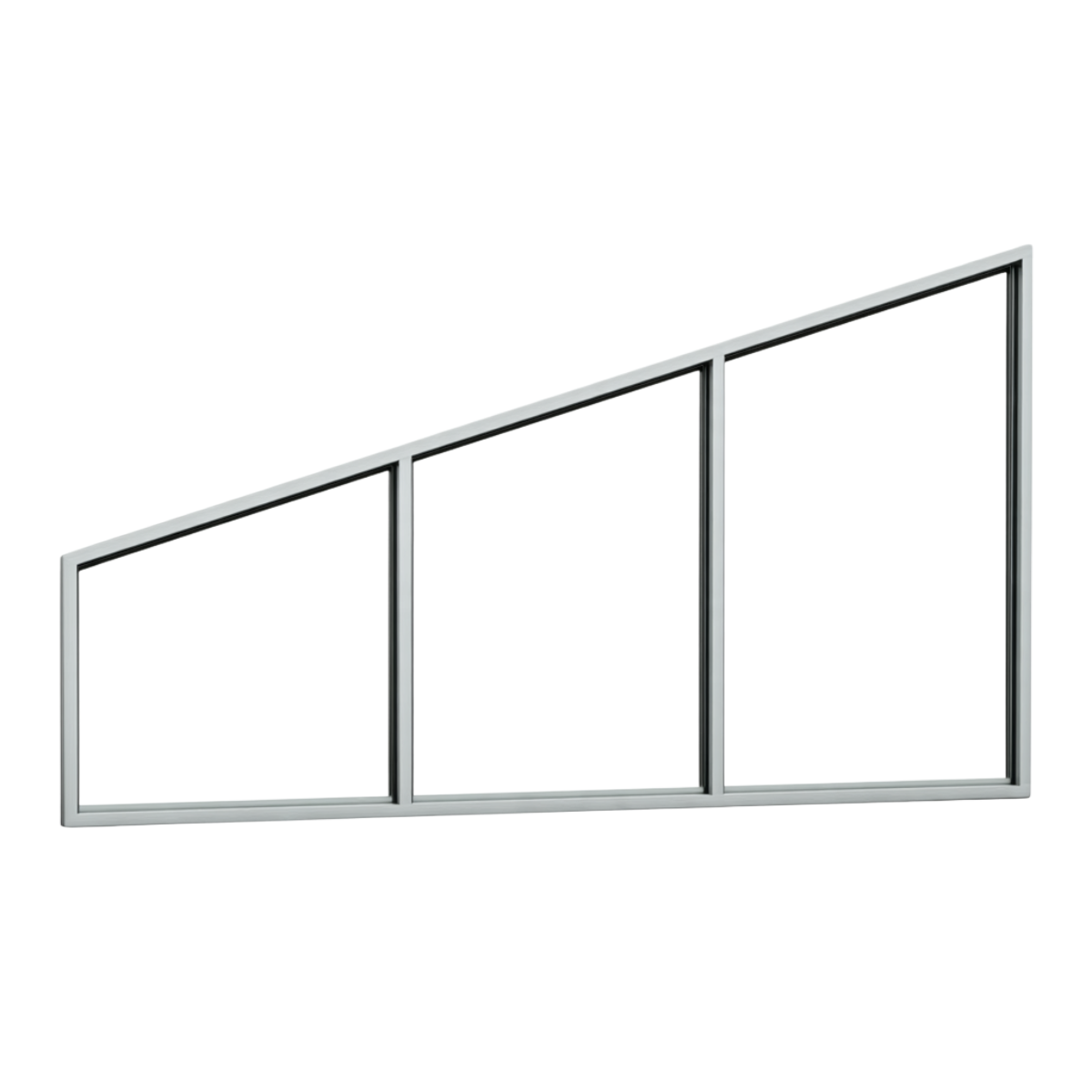 Seitenkeil (Keil-Festelement) 3-teilig, 2 vertikale Sprossen in Weißaluminium (RAL 9006), ohne Glas