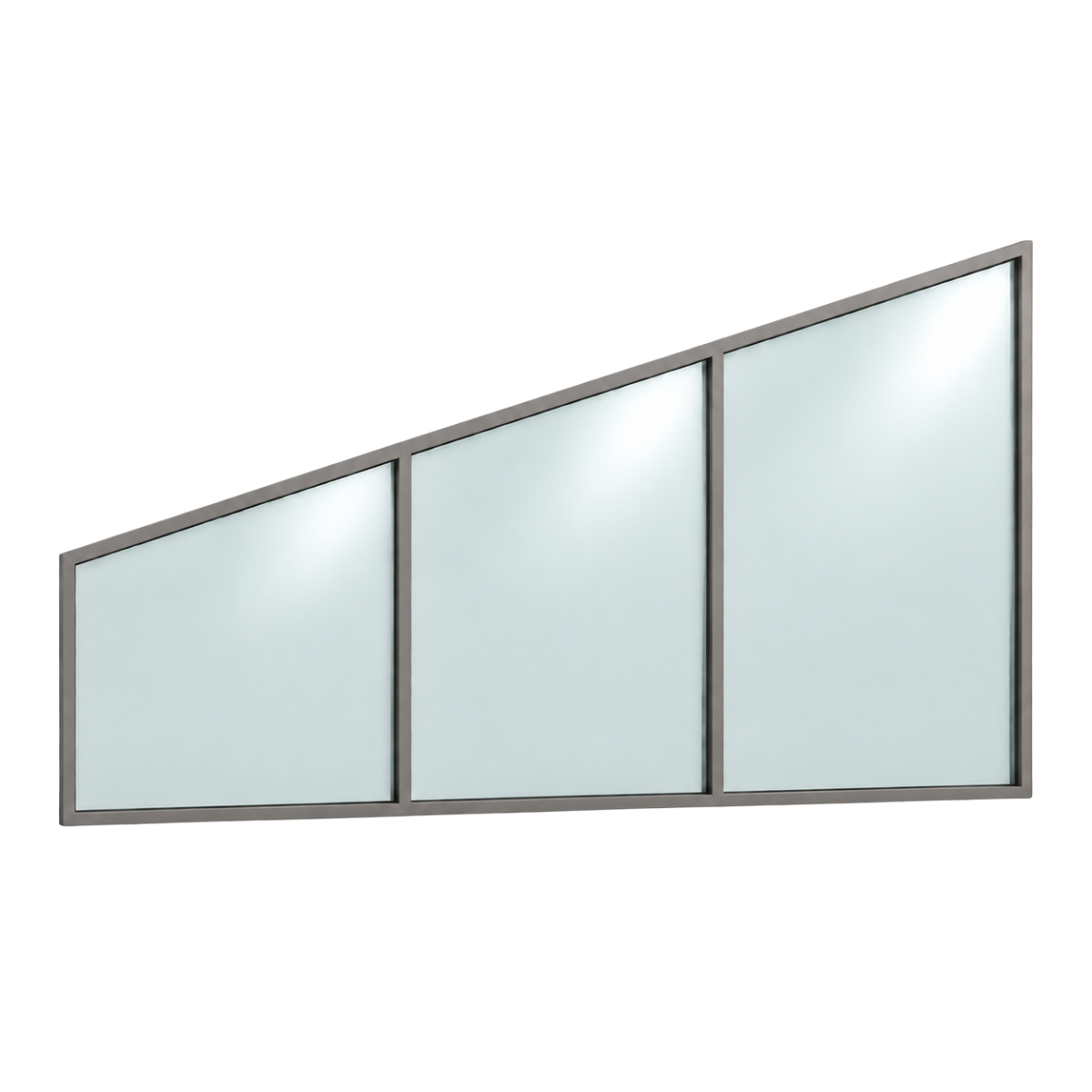 Seitenkeil (Keil-Festelement) 3-teilig, 2 vertikale Sprossen in Graualuminium (RAL 9007)