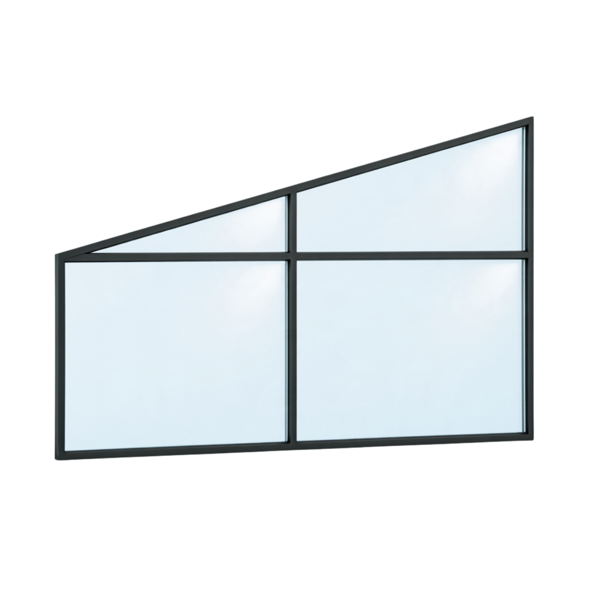Seitenkeil (Keil-Festelement) 4-teilig, 1 vertikale + 1 horizontale Sprosse in Anthrazit (RAL 7016), mit 8 mm Klarglas