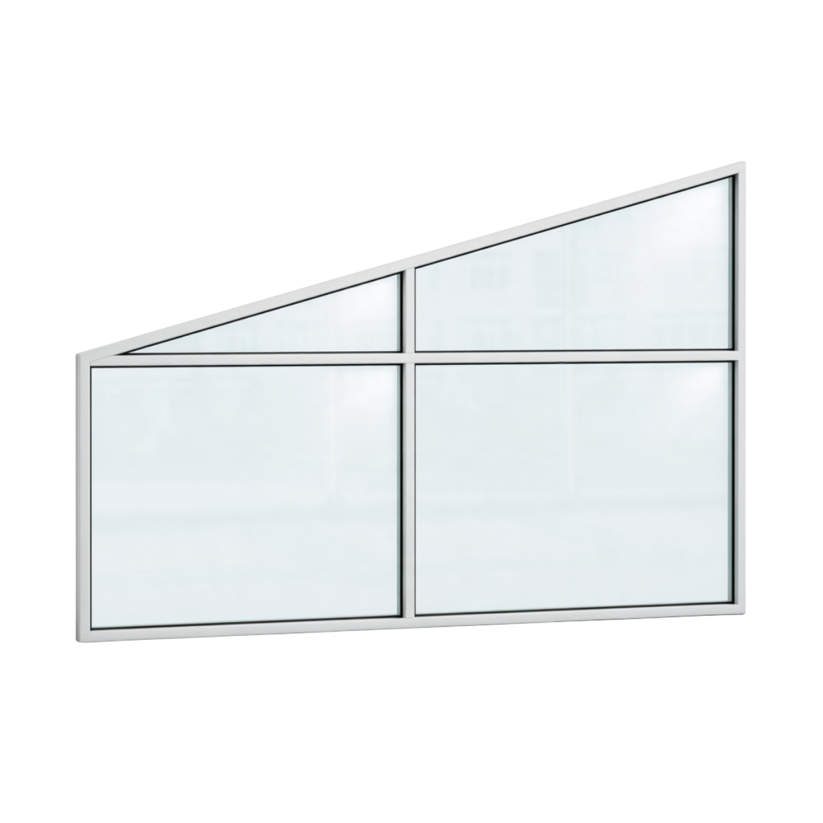 Seitenkeil (Keil-Festelement) 4-teilig, 1 vertikale + 1 horizontale Sprosse in Weißaluminium (RAL 9006), mit 8 mm Klarglas