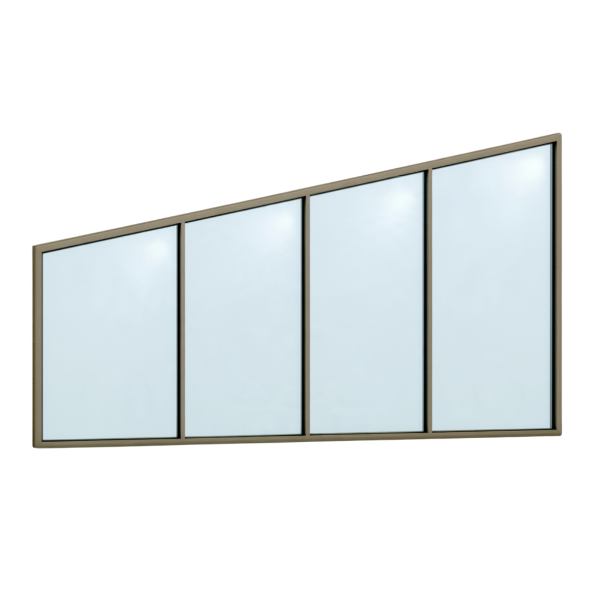 Seitenkeil (Keil-Festelement) 4-teilig, 3 vertikale Sprossen in Sepiabraun (RAL 8014), mit 8 mm Klarglas