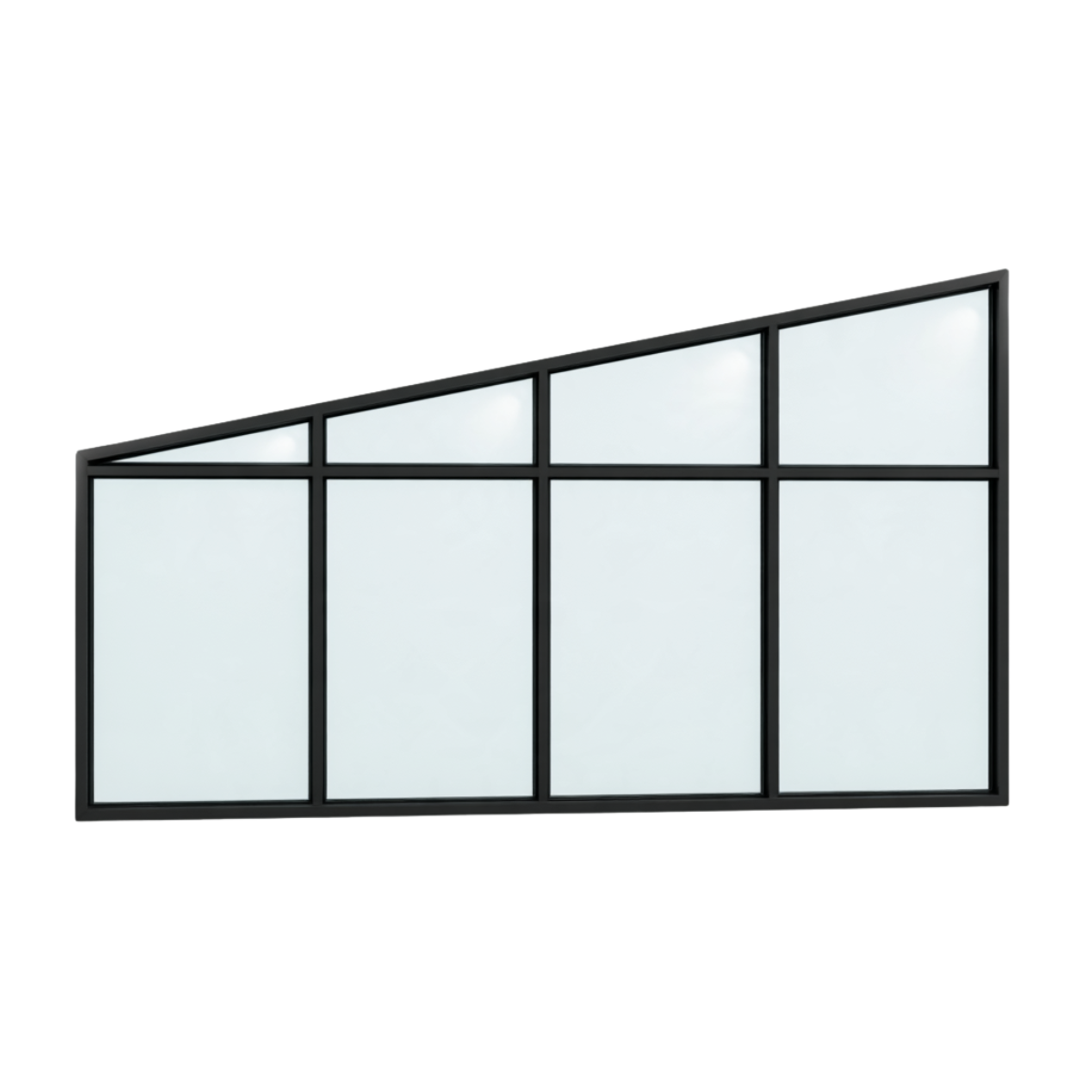 Seitenkeil (Keil-Festelement) 8-teilig, 3 vertikale + 1 horizontale Sprosse in Anthrazit (RAL 7016), mit 8 mm Klarglas