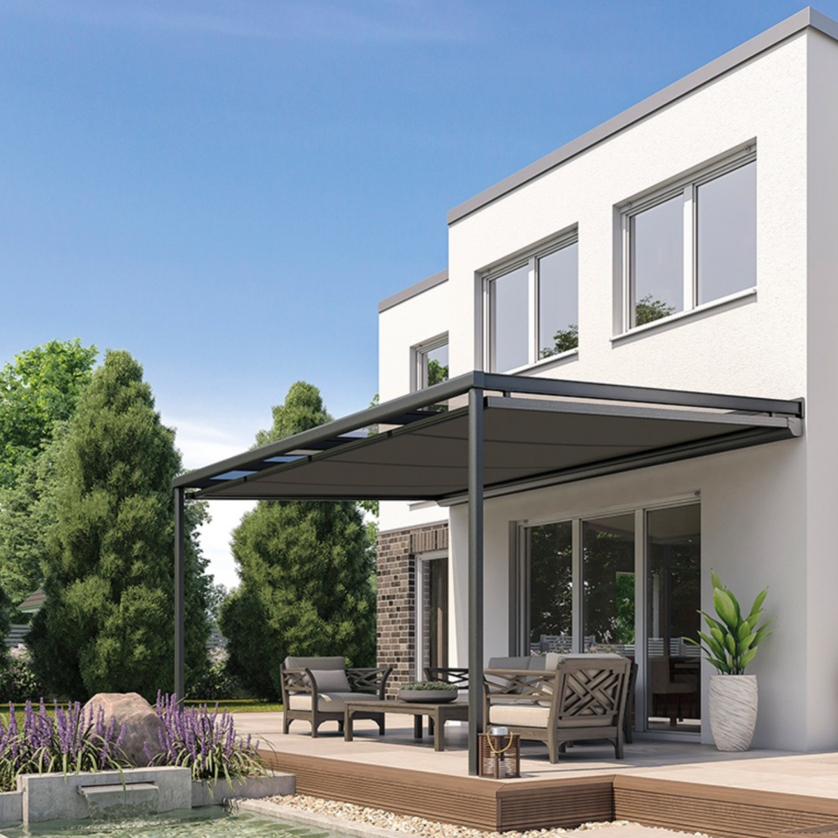 Varisol T350 B MIT ZIP - Grosse Terrassendachmarkise MIT ZIP - 2 Felder 1 Motor