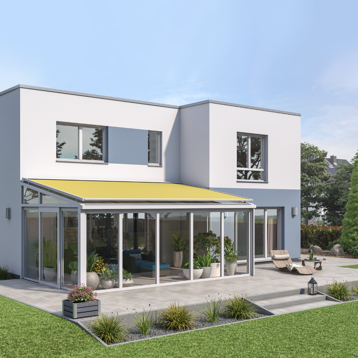 Varisol W350 MIT ZIP - Kleine Wintergartenmarkise (2 Felder – 2 Motoren)