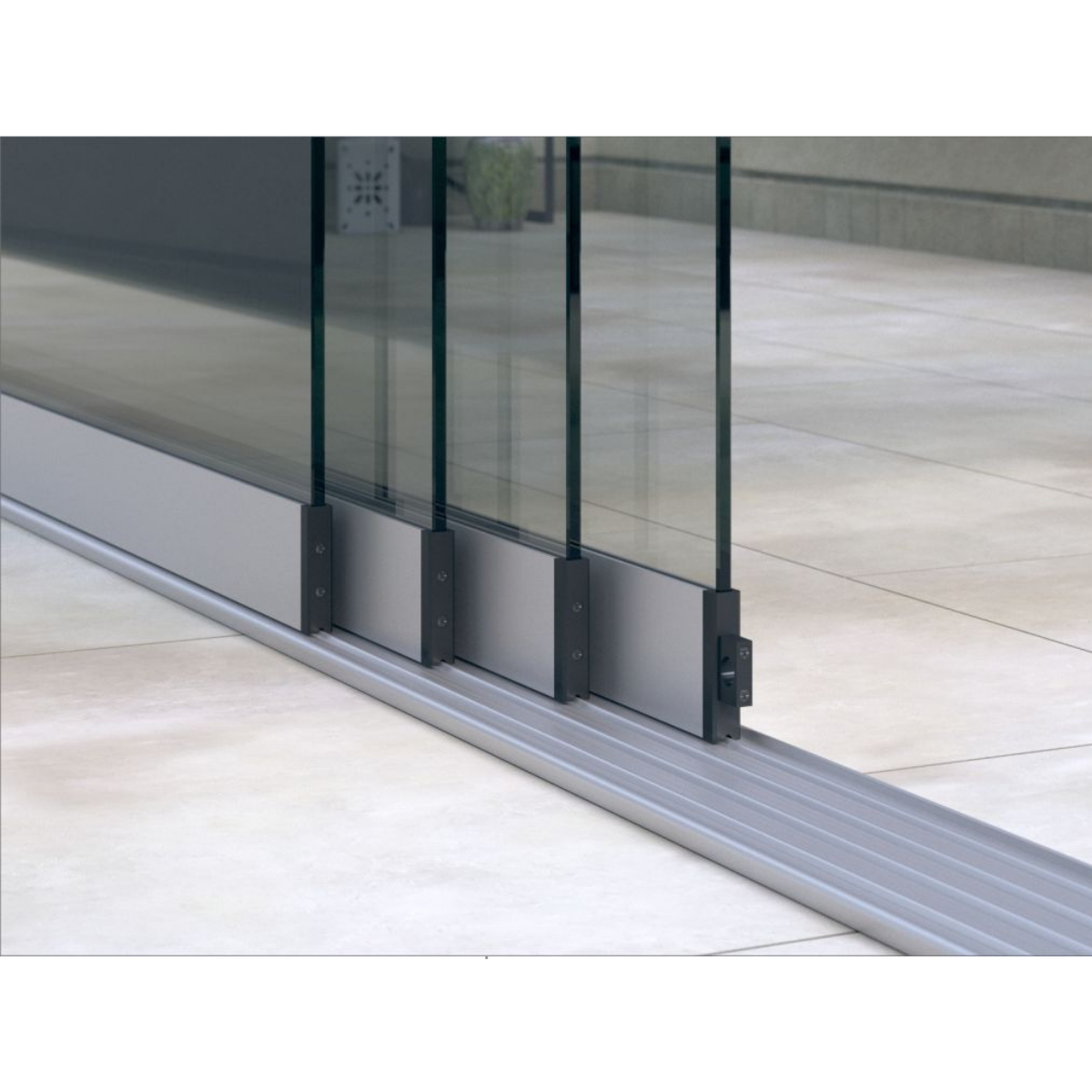 Glasschiebewand (4-spurig) mit 8 mm Sicherheitsglas