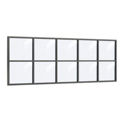 Festelement (Seitenwand) 10-teilig, 4 vertikale + 1 horizontale Sprosse in Anthrazit (RAL 7016), mit 8 mm Klarglas