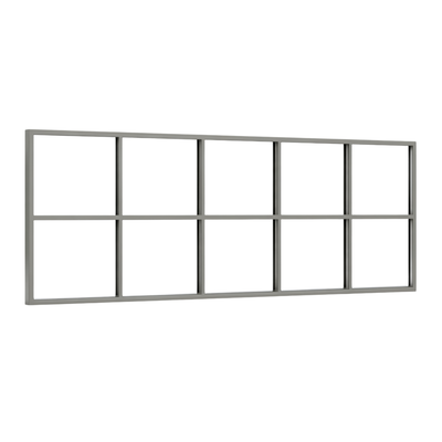 Festelement (Seitenwand) 10-teilig, 4 vertikale + 1 horizontale Sprosse in Graualuminium (RAL 9007), ohne Glas