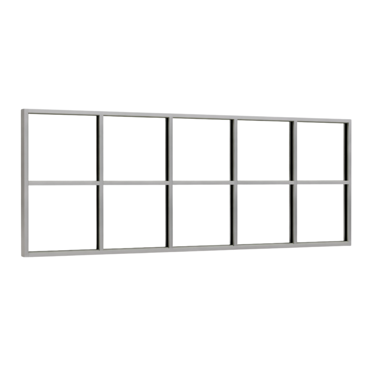 Festelement (Seitenwand) 10-teilig, 4 vertikale + 1 horizontale Sprosse in Weißaluminium (RAL 9006), ohne Glas
