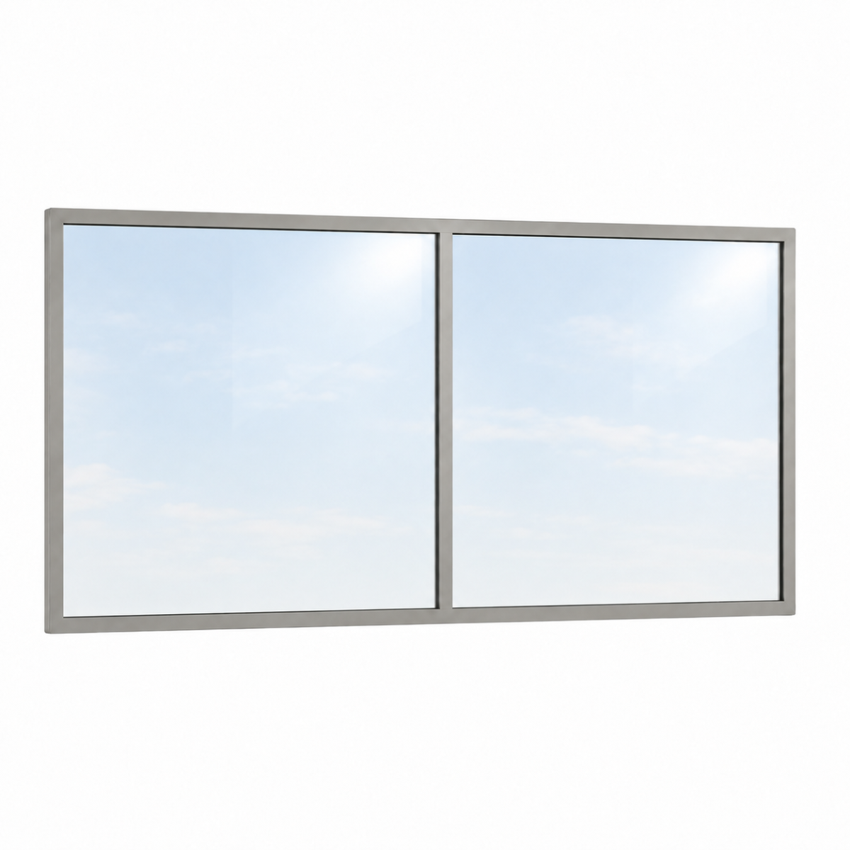 Festelement (Seitenwand) 2-teilig, 1 vertikale Sprosse in Graualuminium (RAL 9007), mit 8 mm Klarglas