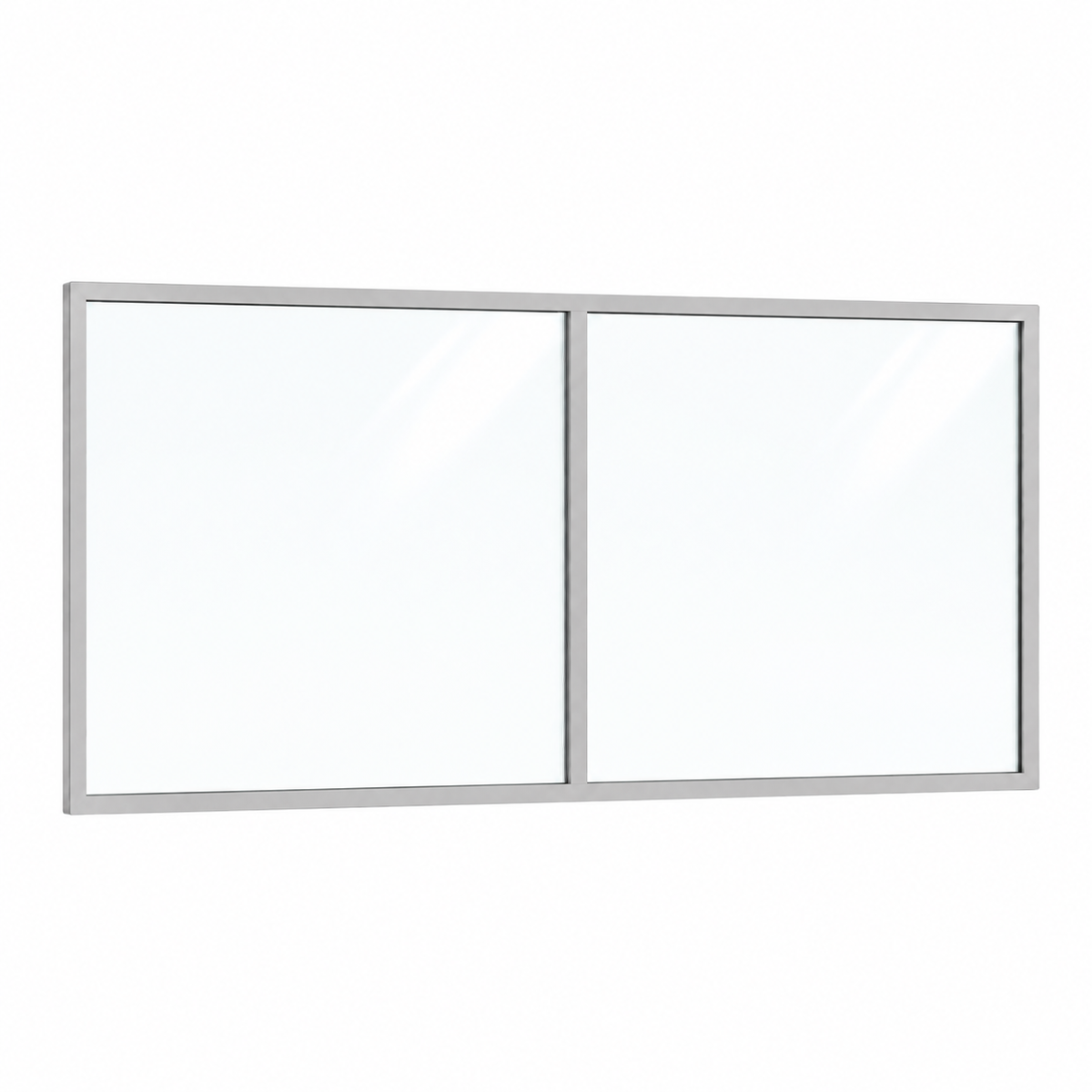 Festelement (Seitenwand) 2-teilig, 1 vertikale Sprosse in Weißaluminium (RAL 9006), mit 8 mm Klarglas