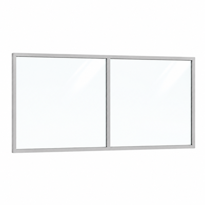 Festelement (Seitenwand) 2-teilig, 1 vertikale Sprosse in Weißaluminium (RAL 9006), mit 8 mm Klarglas