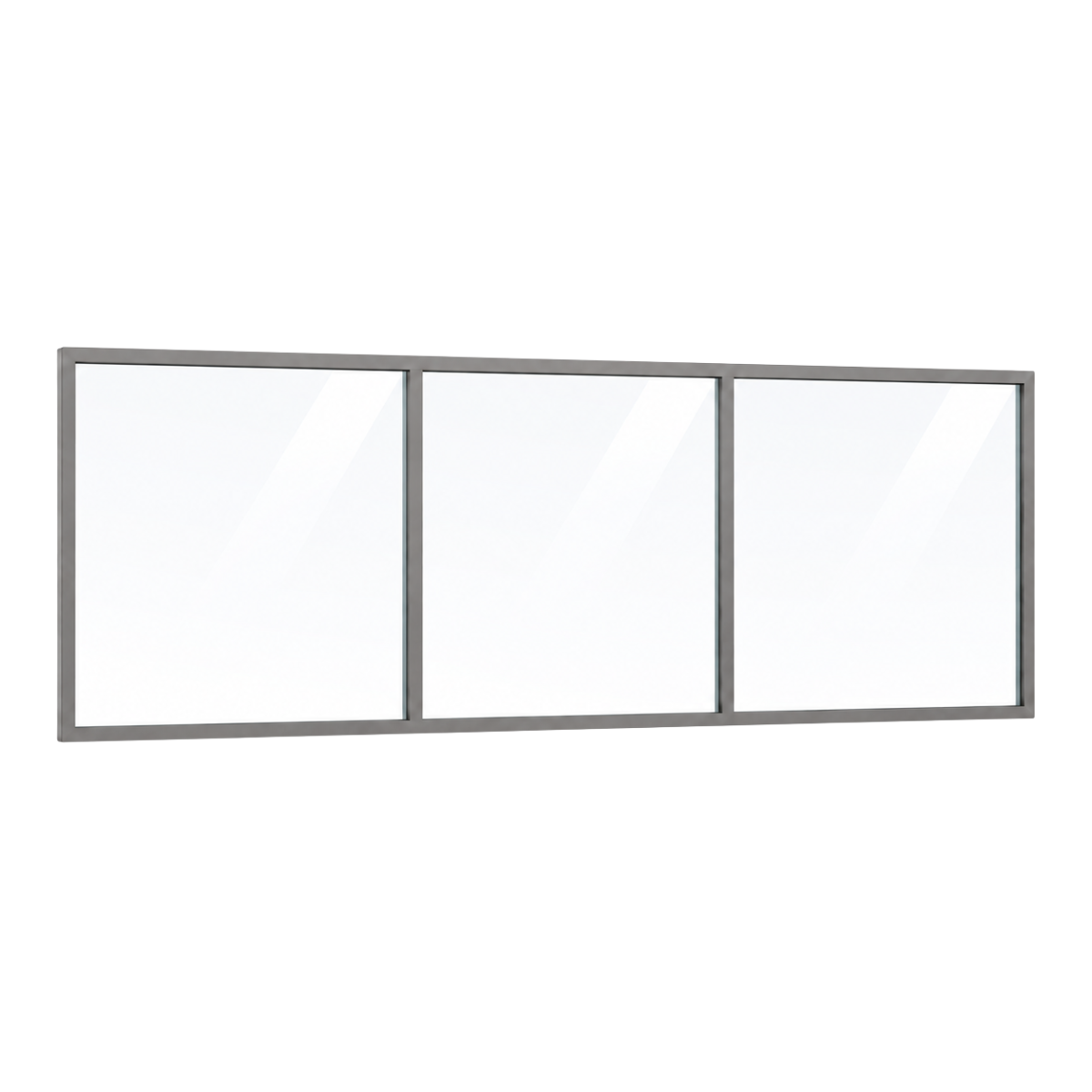 Festelement (Seitenwand) 3-teilig, 2 vertikale Sprossen in Graualuminium (RAL 9007), mit 8 mm Klarglas