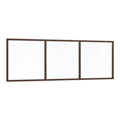 Festelement (Seitenwand) 3-teilig, 2 vertikale Sprossen in Sepiabraun (RAL 8014), mit 8 mm Klarglas