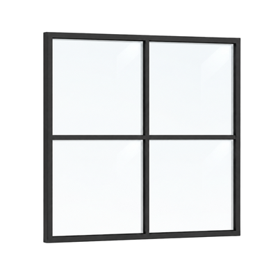 Festelement (Seitenwand) 4-teilig, 1 vertikale + 1 horizontale Sprosse in Anthrazit (RAL 7016), mit 8 mm Klarglas