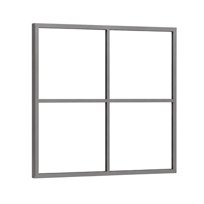 Festelement (Seitenwand) 4-teilig, 1 vertikale + 1 horizontale Sprosse in Graualuminium (RAL 9007), ohne Glas