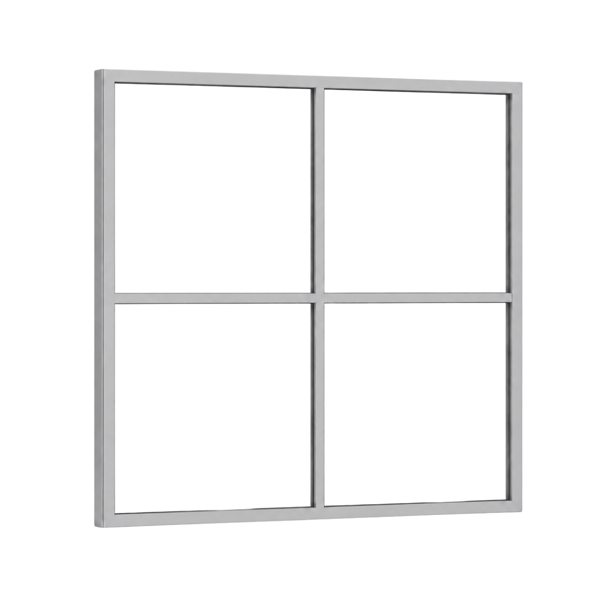 Festelement (Seitenwand) 4-teilig, 1 vertikale + 1 horizontale Sprosse in Weißaluminium (RAL 9006), ohne Glas