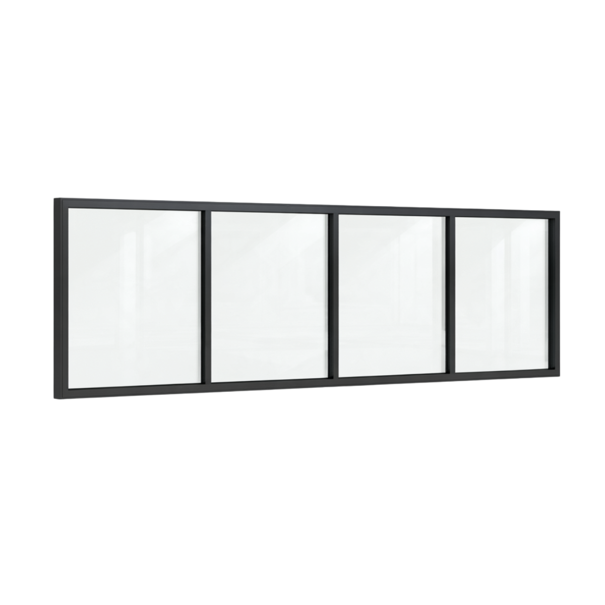 Festelement (Seitenwand) 4-teilig, 3 vertikale Sprossen in Anthrazit (RAL 7016), mit 8 mm Klarglas
