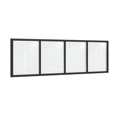 Festelement (Seitenwand) 4-teilig, 3 vertikale Sprossen in Sepiabraun (RAL 8014), mit 8 mm Klarglas