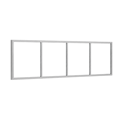 Festelement (Seitenwand) 4-teilig, 3 vertikale Sprossen in Weißaluminium (RAL 9006), ohne Glas