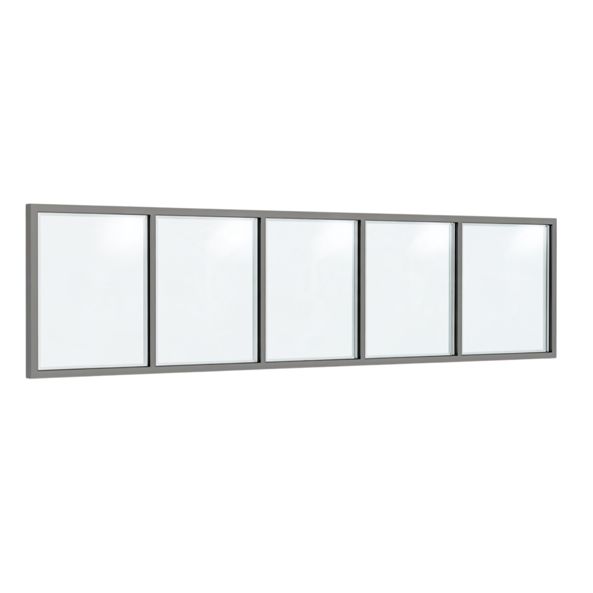 Festelement (Seitenwand) 5-teilig, 4 vertikale Sprossen in Graualuminium (RAL 9007), mit 8 mm Klarglas