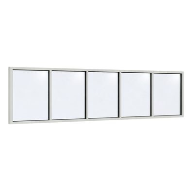 Festelement (Seitenwand) 5-teilig, 4 vertikale Sprossen in Weiß (RAL 9010), mit 8 mm Klarglas