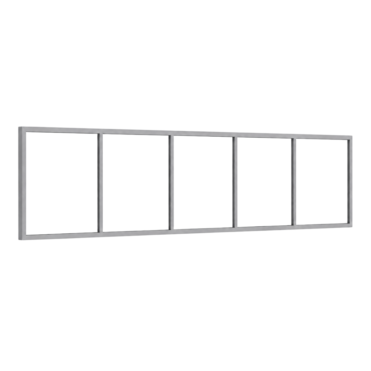 Festelement (Seitenwand) 5-teilig, 4 vertikale Sprossen in Weißaluminium (RAL 9006), ohne Glas