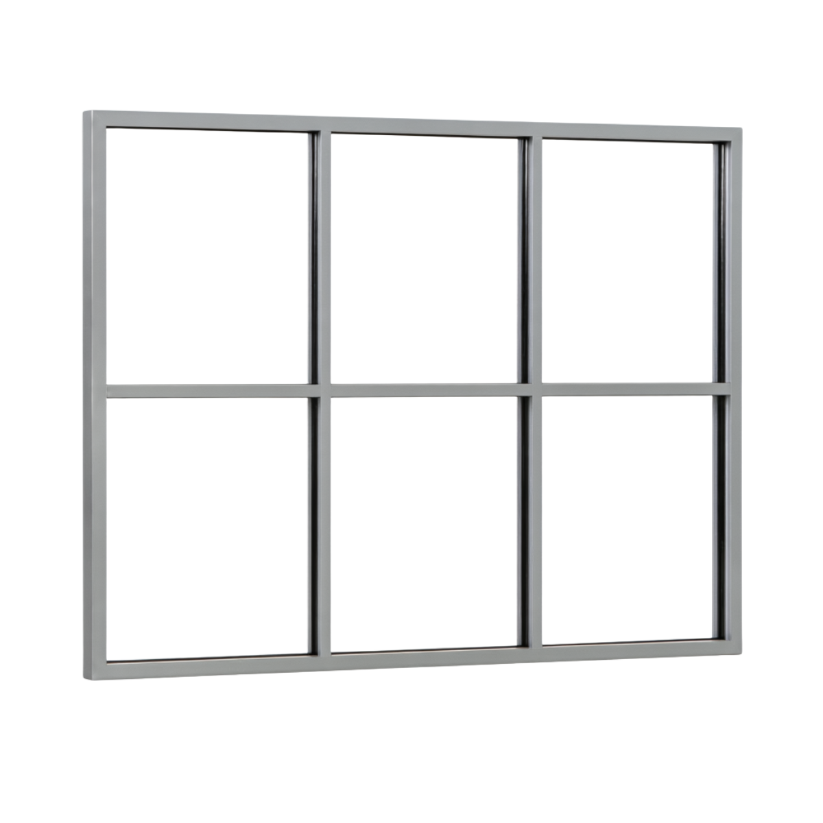 Festelement (Seitenwand) 6-teilig, 2 vertikale + 1 horizontale Sprosse in Graualuminium (RAL 9007), ohne Glas