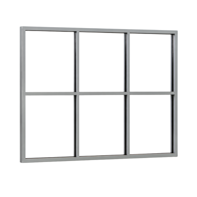 Festelement (Seitenwand) 6-teilig, 2 vertikale + 1 horizontale Sprosse in Graualuminium (RAL 9007), ohne Glas