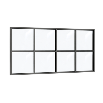 Festelement (Seitenwand) 8-teilig, 3 vertikale + 1 horizontale Sprosse in Anthrazit (RAL 7016), mit 8 mm Klarglas