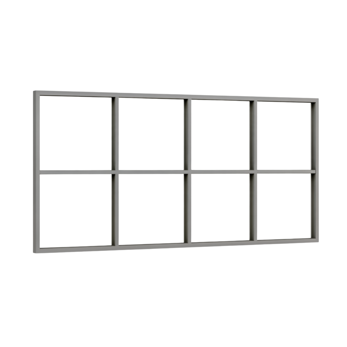 Festelement (Seitenwand) 8-teilig, 3 vertikale + 1 horizontale Sprosse in Graualuminium (RAL 9007), ohne Glas