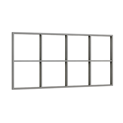 Festelement (Seitenwand) 8-teilig, 3 vertikale + 1 horizontale Sprosse in Graualuminium (RAL 9007), ohne Glas