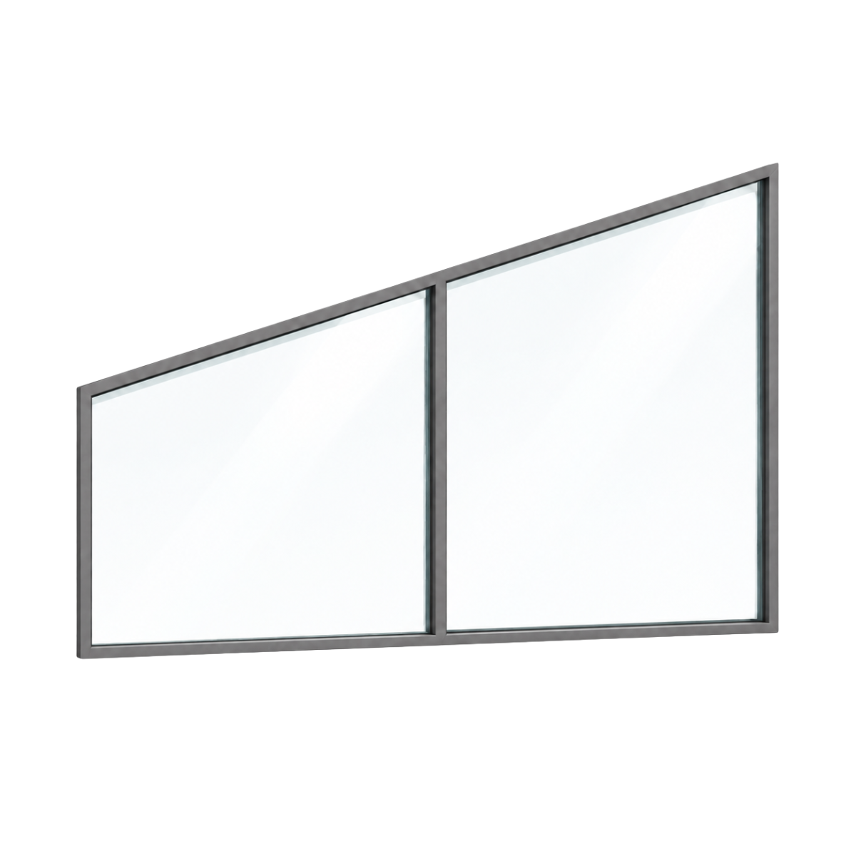 Seitenkeil (Keil-Festelement) 2-teilig, 1 vertikale Sprosse in Graualuminium (RAL 9007), mit 8 mm Klarglas