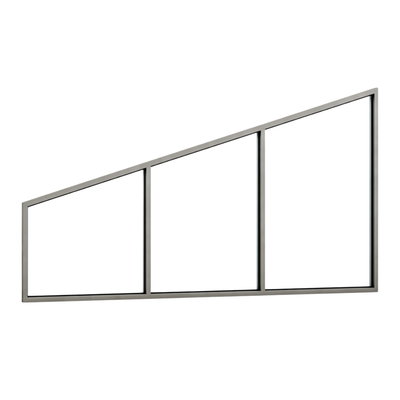 Seitenkeil (Keil-Festelement) 3-teilig, 2 vertikale Sprossen in Graualuminium (RAL 9007), ohne Glas