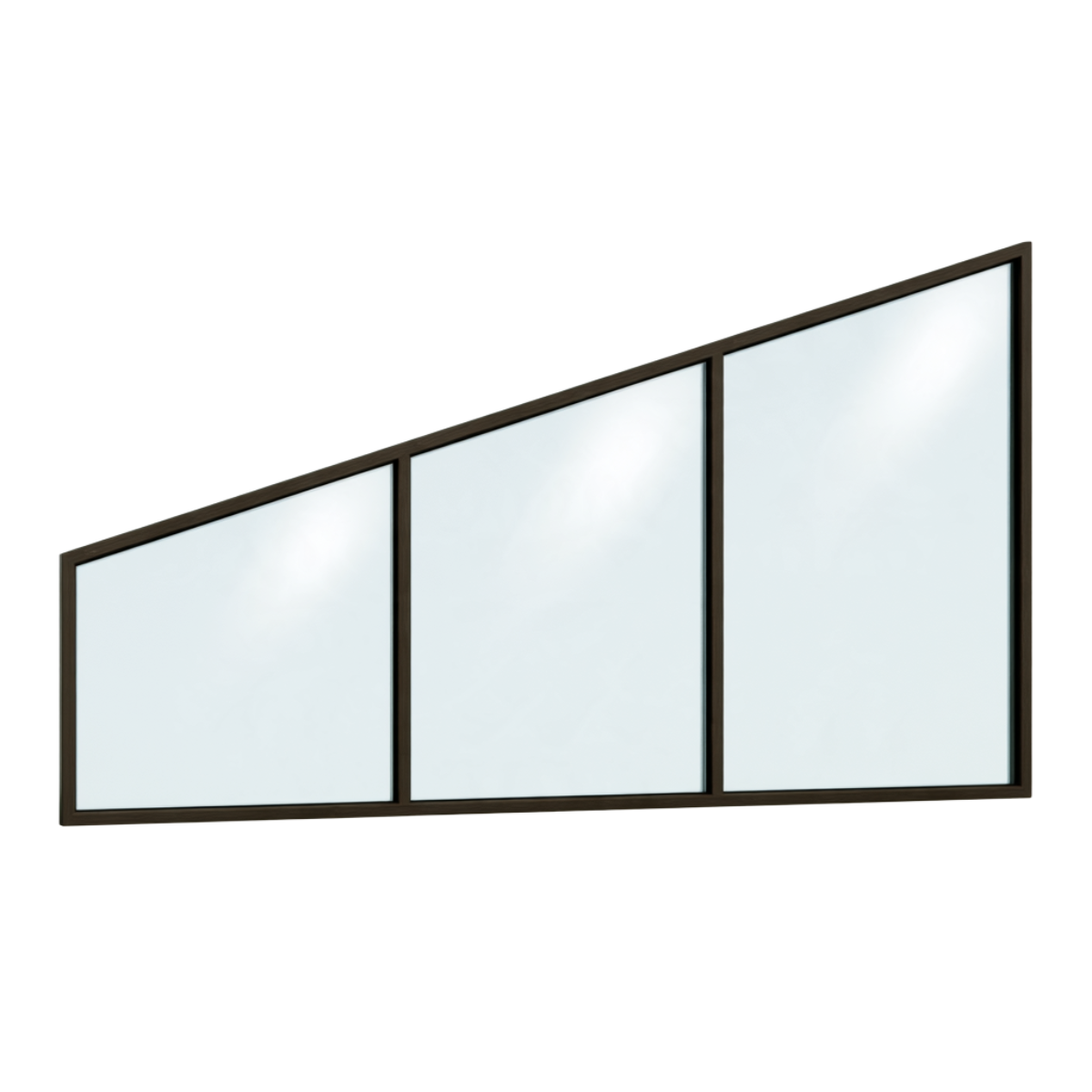 Seitenkeil (Keil-Festelement) 3-teilig, 2 vertikale Sprossen in Sepiabraun (RAL 8014), mit 8 mm Klarglas
