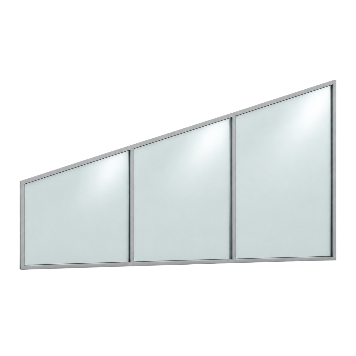Seitenkeil (Keil-Festelement) 3-teilig, 2 vertikale Sprossen in Weißaluminium (RAL 9006)