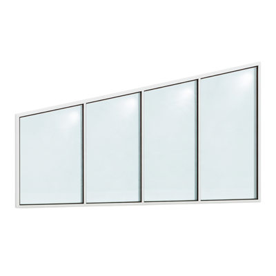Seitenkeil (Keil-Festelement) 4-teilig, 3 vertikale Sprossen in Weiß (RAL 9010), mit 8 mm Klarglas