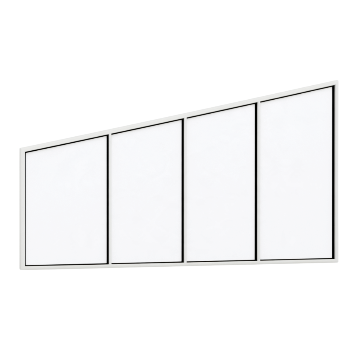 Seitenkeil (Keil-Festelement) 4-teilig, 3 vertikale Sprossen in Weiß (RAL 9010), ohne Glas