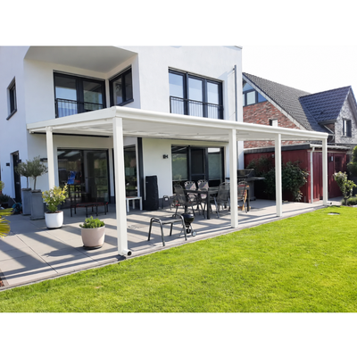 Terrassendach Premium – mit 16 mm Polycarbonat Eindeckung (Breite 7000–14000 mm)