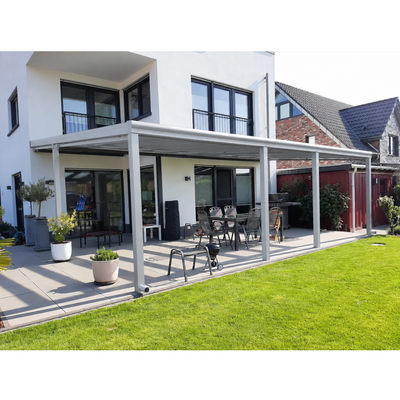 Terrassendach Premium – mit 16 mm Polycarbonat Eindeckung (Breite 7000–14000 mm)